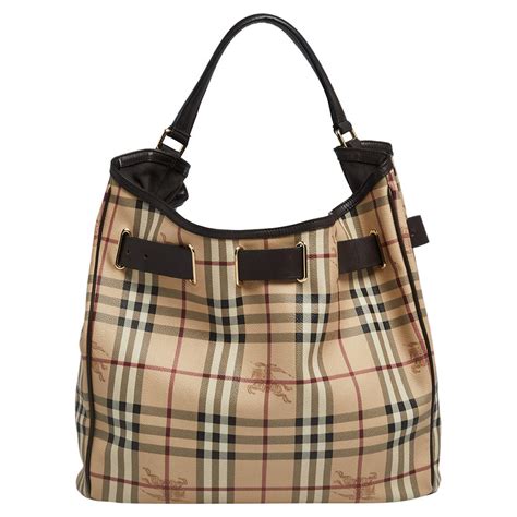 BURBERRY Haymarket Check Medium Walden Belted Hobo 